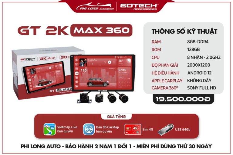 MÀN HÌNH Ô TÔ THÔNG MINH GOTECH GT2K MAX 360