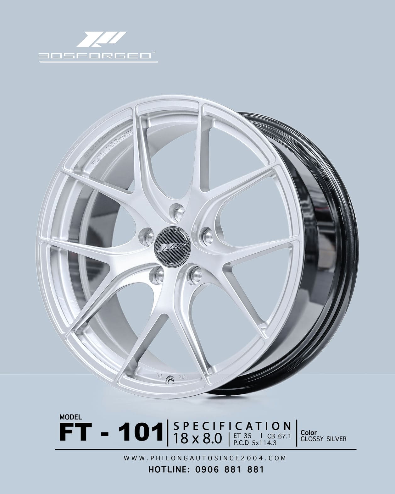 Mâm 305Forged FT101 Glossy Silver-7928